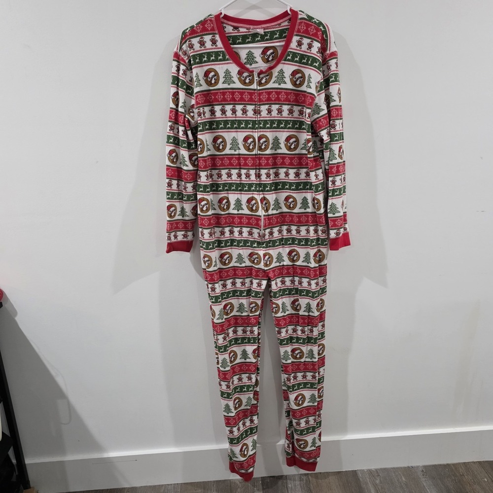 Bucees Womens One Peice Pajamas Size XL Waffle‎ Thermal Holiday Christmas